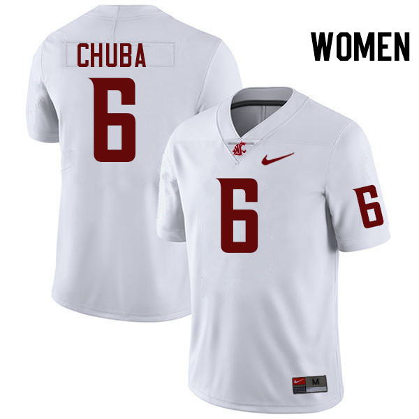 Women #6 Evans Chuba Washington State Cougars College Football Jerseys Stitched-White